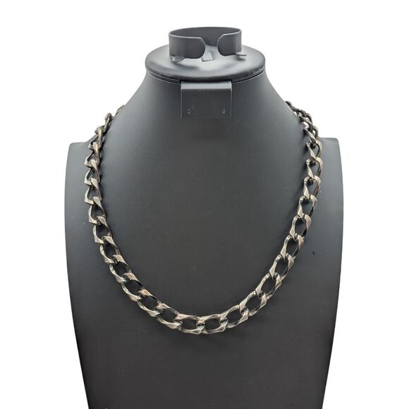 Chunky Gun Metal 24" Chain Link Necklace W/ Large Lobster Claw Clasp - Picture 5 of 5